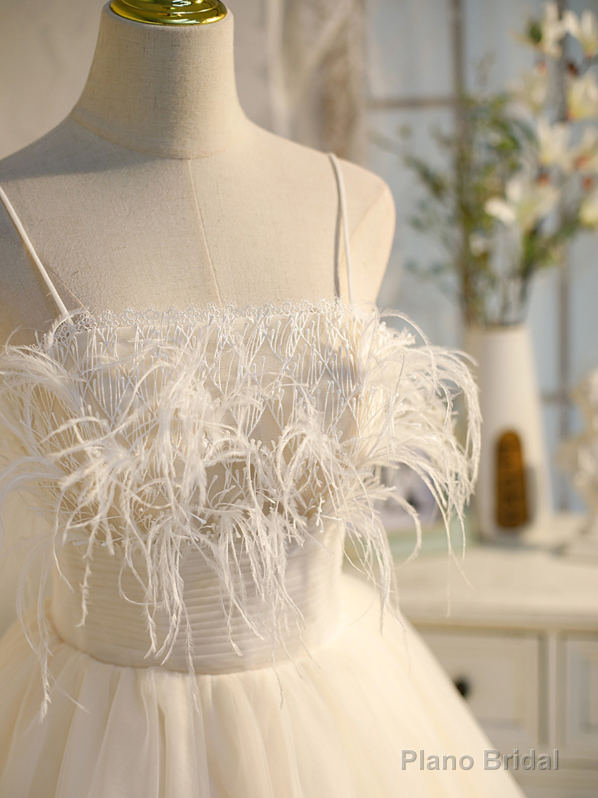 Short Champagne Feathers Prom Dresses, Short Champagne Feathers Formal Homecoming Dresses