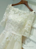 Short Champagne Lace Prom Dresses, Short Champagne Lace Formal Homecoming Dresses