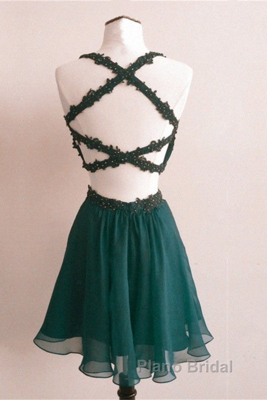 Short Chiffon Two Piece Dresses Applique Open Back Secondary image