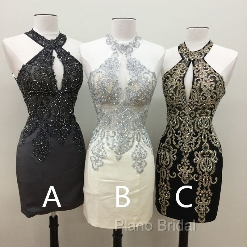 Short Halter Formal Prom Homecoming Dresses Embroidery Beaded Secondary image
