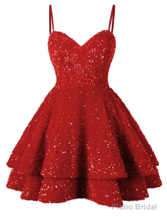 Short Homecoming Dress for Teens Sparkly Glitter Sequins A Line Mini Homecoming Dresses Main image