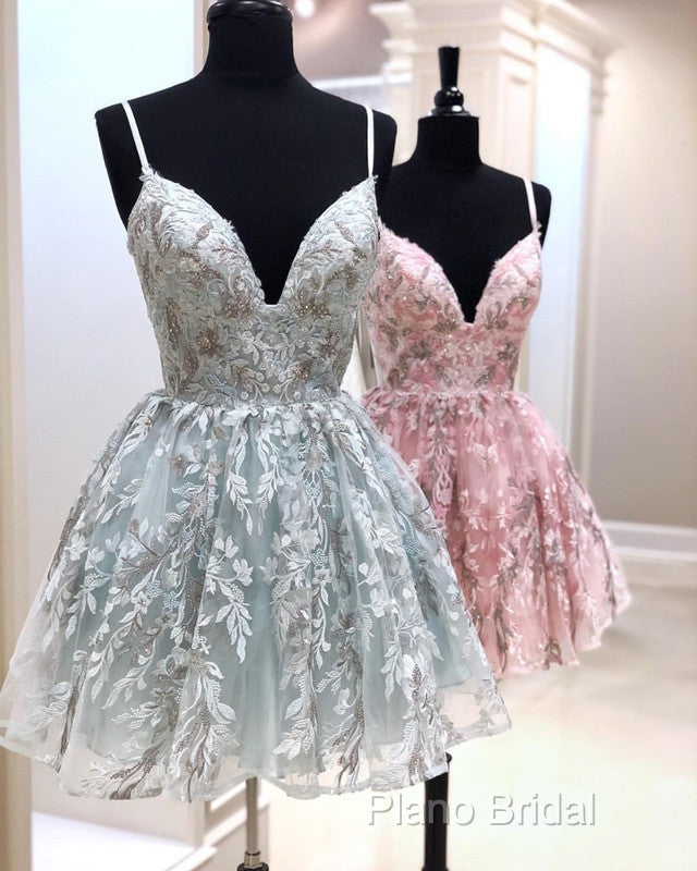Short Lace Homecoming Dresses V Neck Spaghetti Straps Secondary image
