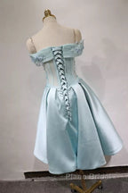 Short Off Shoulder Formal Prom Homecoming Dresses Lace Embroidery