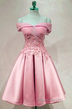 Short Off Shoulder Formal Prom Homecoming Dresses Lace Embroidery