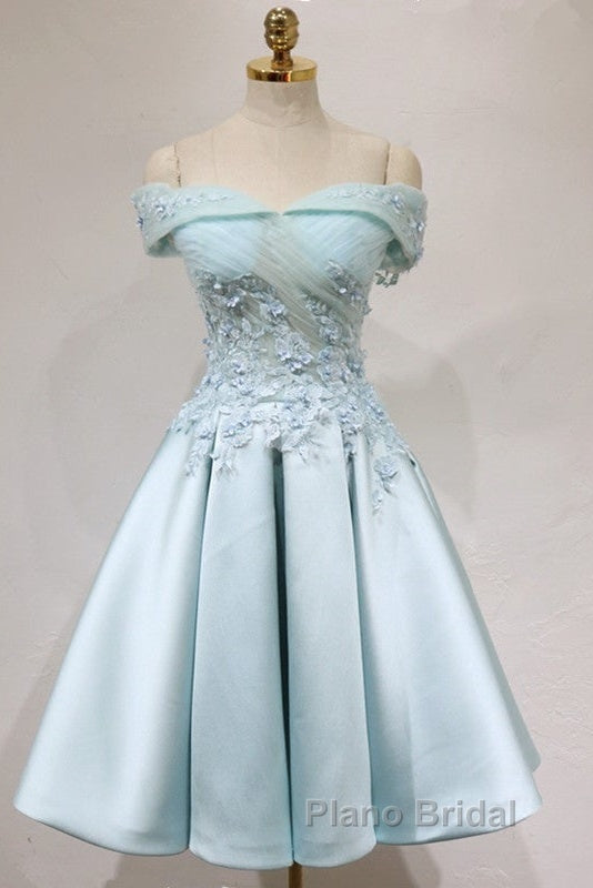 Short Off Shoulder Formal Prom Homecoming Dresses Lace Embroidery