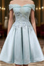 Short Off Shoulder Formal Prom Homecoming Dresses Lace Embroidery