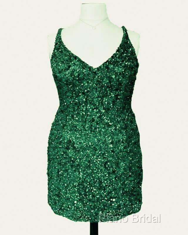 Short Plus Size Burgundy Sequin Dresses Secondary image