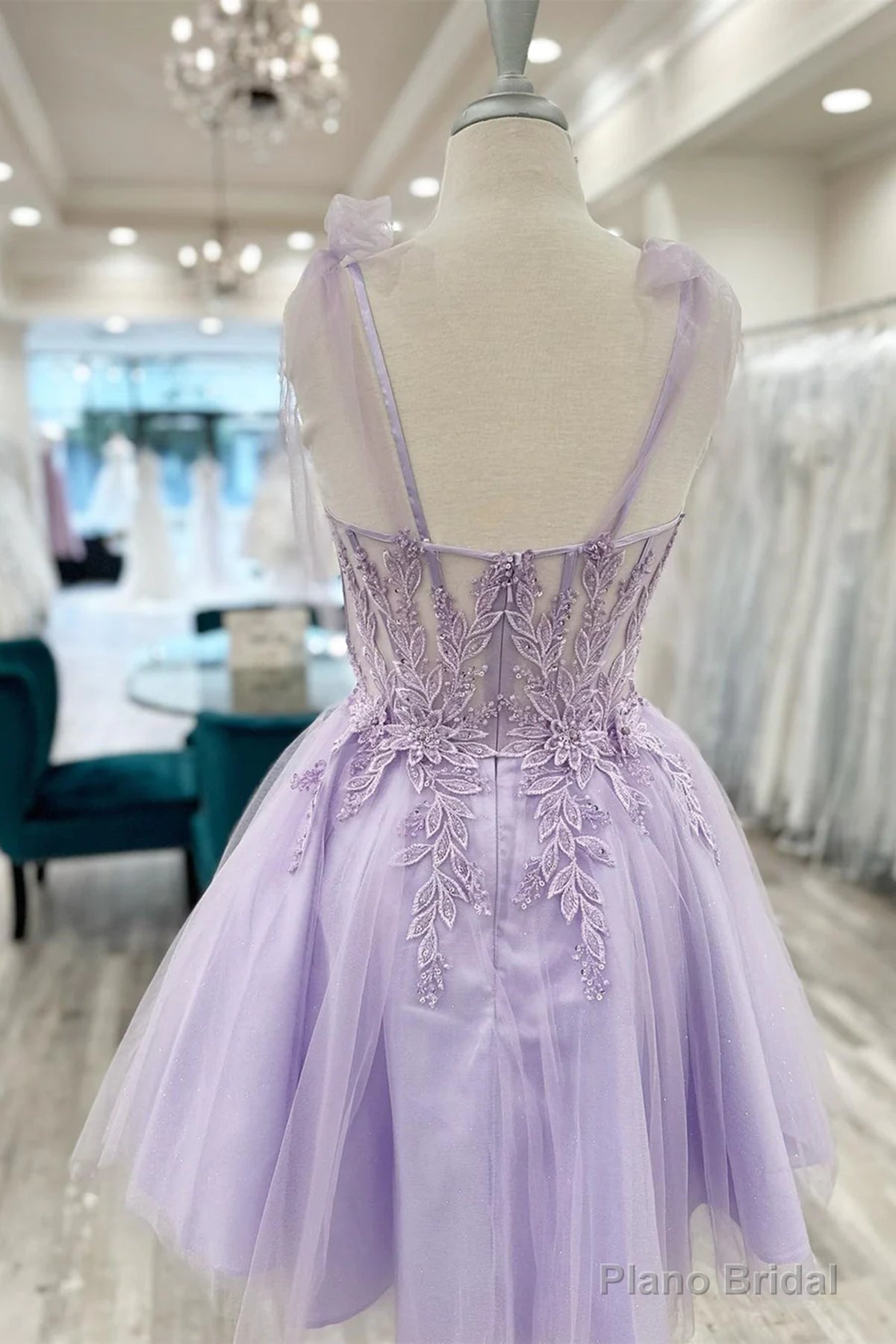 Short Purple Lace Prom Dresses, Short Purple Lace Formal Homecoming Dresses Secondary image