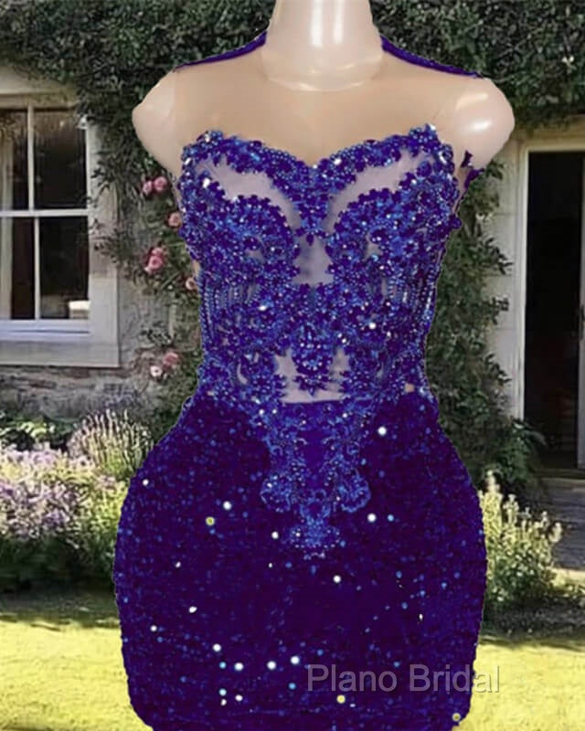 Short Purple Sequin Bodycon Dresses With Embroidery Secondary image