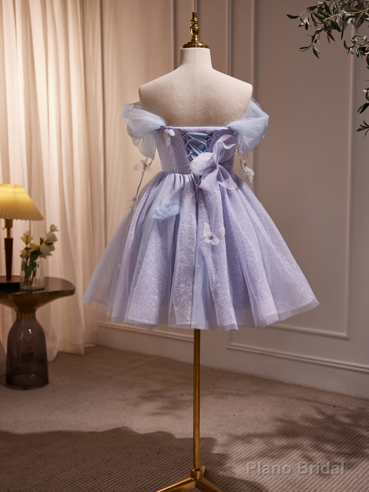 Short Purple Tulle Prom Dresses, Short Purple Tulle Formal Homecoming Dresses Secondary image