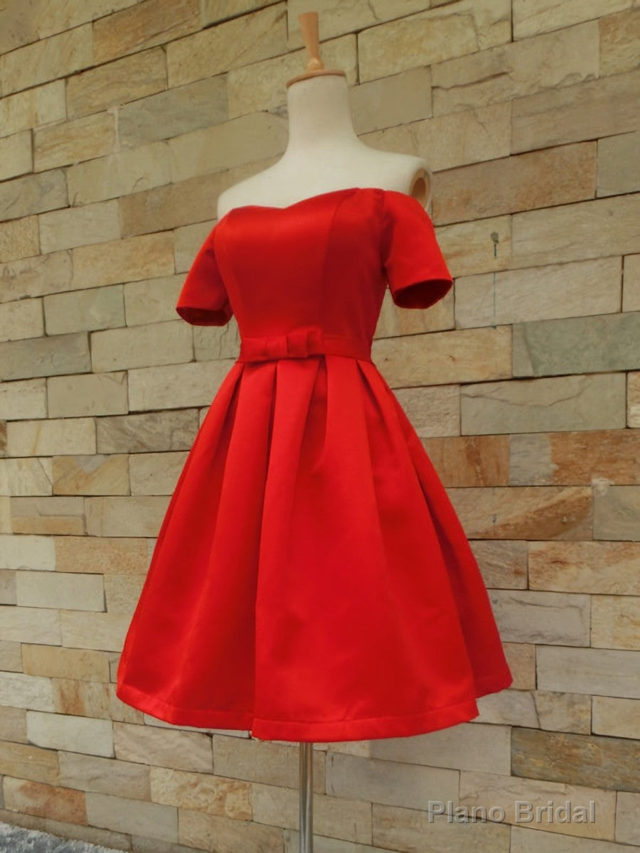 Short Sleeves Blue/Red/Black Prom Dresses, Short Sleeves Formal Homecoming Graduation Dresses Main image