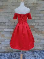 Short Sleeves Short Formal Prom Dresses, Short Sleeves Short Formal Homecoming Graduation Dresses