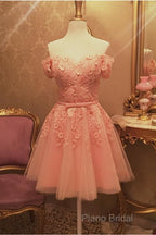 Short Tulle Homecoming Dresses Lace Embroidery Off The Shoulder