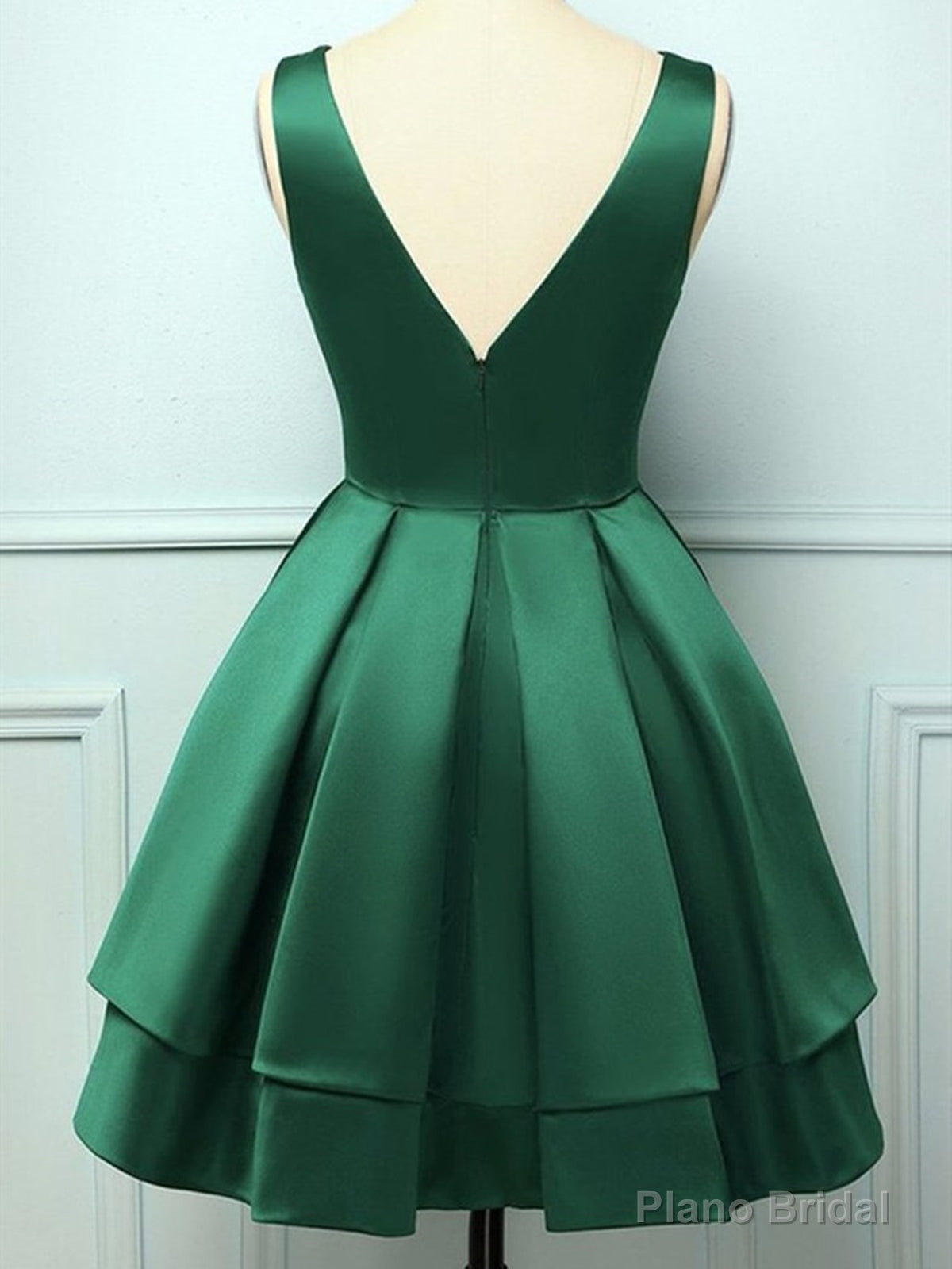 Short V Neck Dark Green Prom Dresses, Short V Neck Dark Green Formal Homecoming Dresses Secondary image