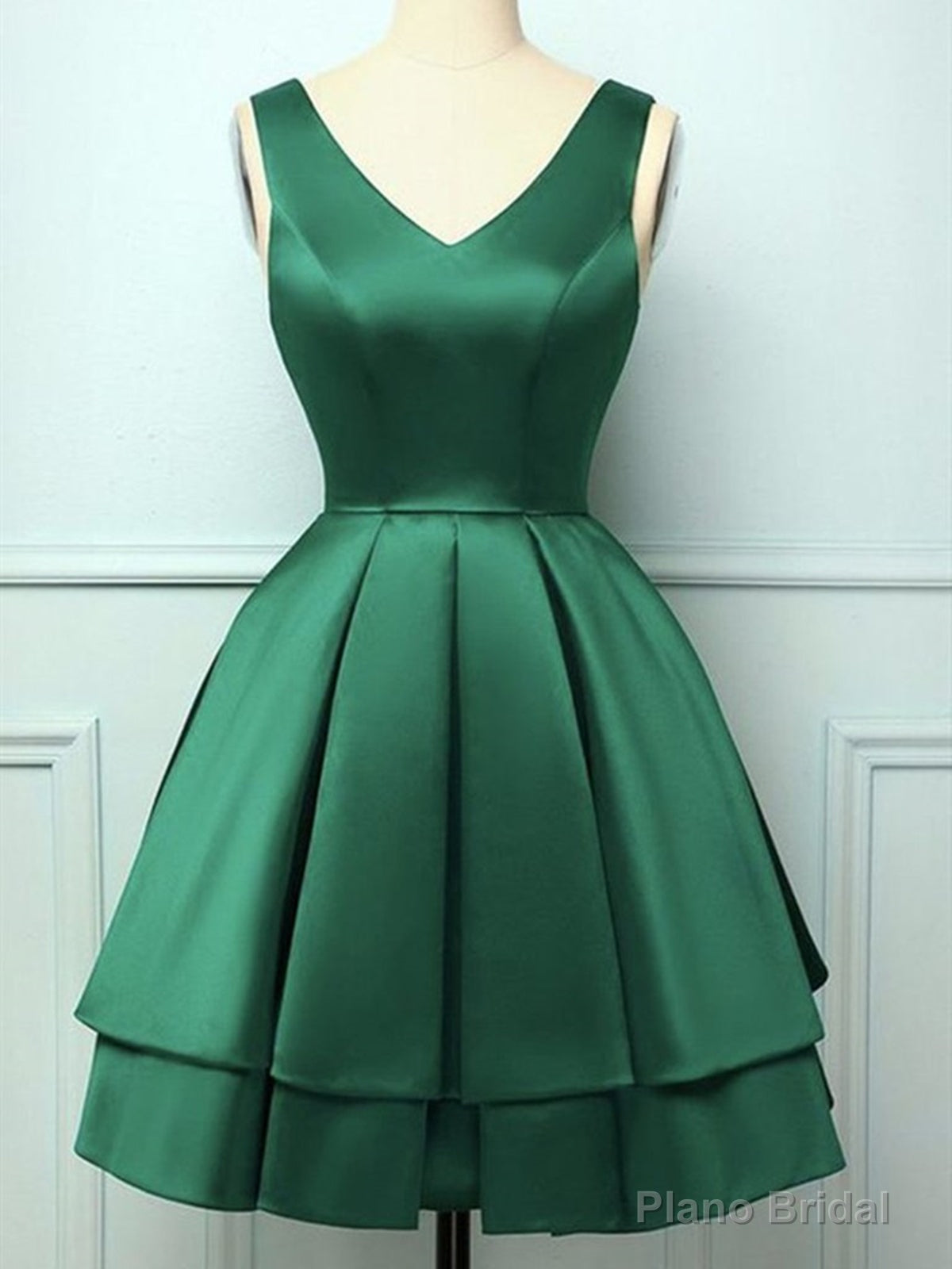 Short V Neck Dark Green Prom Dresses, Short V Neck Dark Green Formal Homecoming Dresses Main image