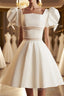 Short White Beaded Formal Prom Dresses, Short White Beaded Formal Homecoming Dresses