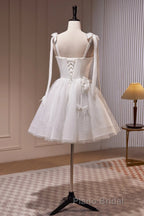 Short White Formal Prom Dresses, Short White Formal Homecoming Dresses