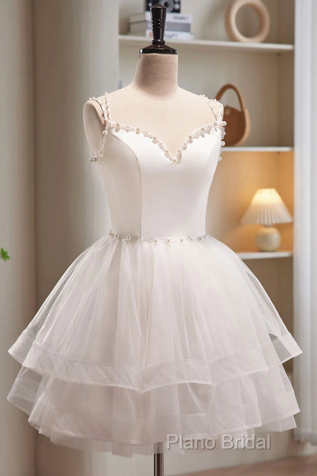 Short White Tulle Formal Prom Dresses, Short White Tulle Homecoming Graduation Dresses Secondary image