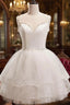 Short White Tulle Formal Prom Dresses, Short White Tulle Homecoming Graduation Dresses