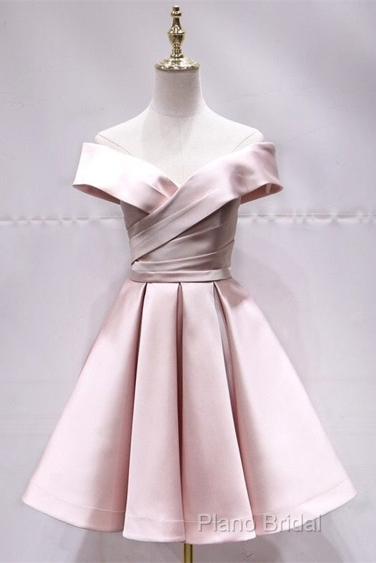 Short Yellow Homecoming Dresses Satin Off The Shoulder Secondary image