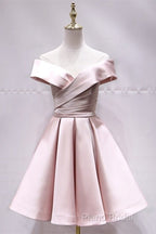 Short Yellow Homecoming Dresses Satin Off The Shoulder