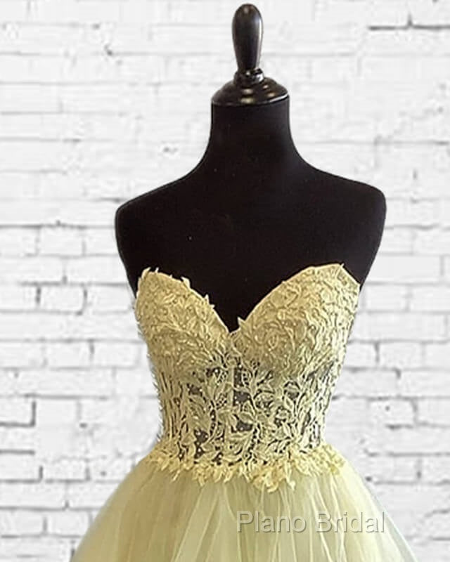 Short Yellow Lace Corset Ruffle Hemline Dresses