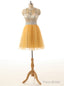 Short Yellow Tulle Prom Party Dresses A Line Homecoming Dresses