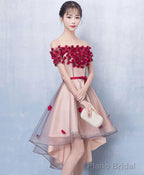 Cute Tulle Lace High Low Prom Dress Homecoming Dress 1