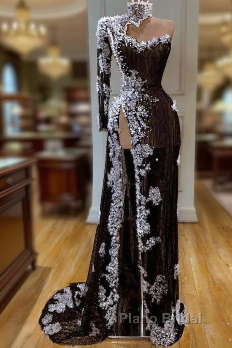 Side Slit Formal Prom Dresses, Mermaid Formal Prom Dresses, Lace Formal Prom Dresses