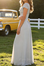 Silver A Line V Neck Ruched Mother Of The Bride Dress