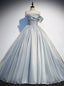 Silver Gray Ball Gown Strapless Pleats Prom Dress