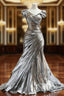 Silver Mermaid V-Neck Long Formal Prom Dresses Simple Simple Formal Evening Dresses