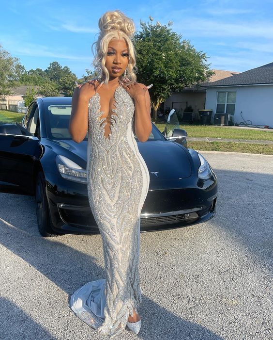 Silver Mermaid Women Formal Evening Party Formal Prom Gowns Main image