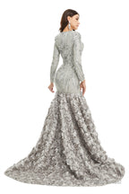Sequins Mermaid Long V Neck Prom Dresses Full Sleeve