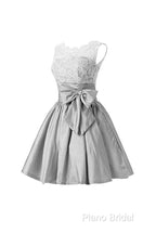 Silver Taffeta Short Homecoming Dresses Formal Prom Dresses