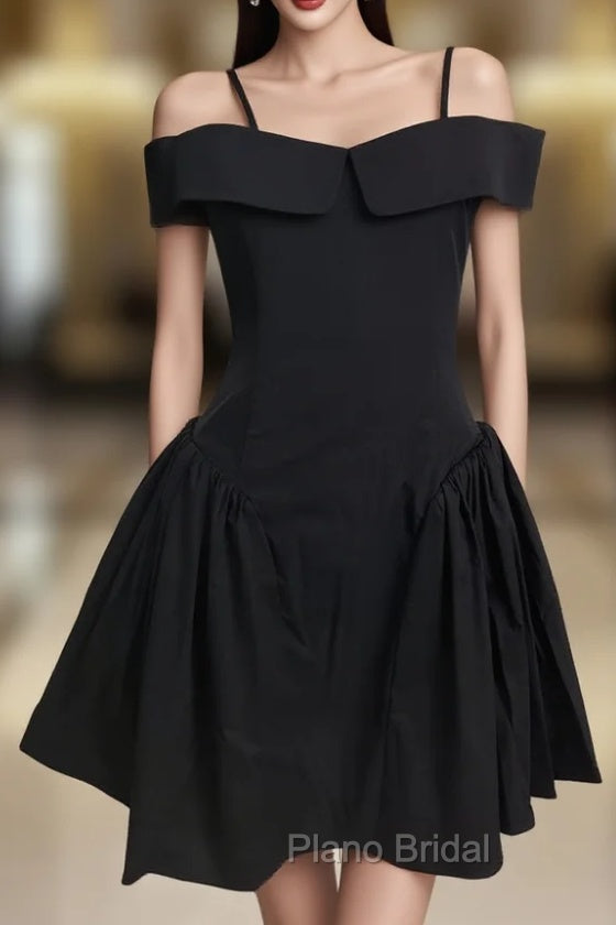 Simple A Line Black Off The Shoulder Homecoming Dresses 18Th Birthday Outfits Main image