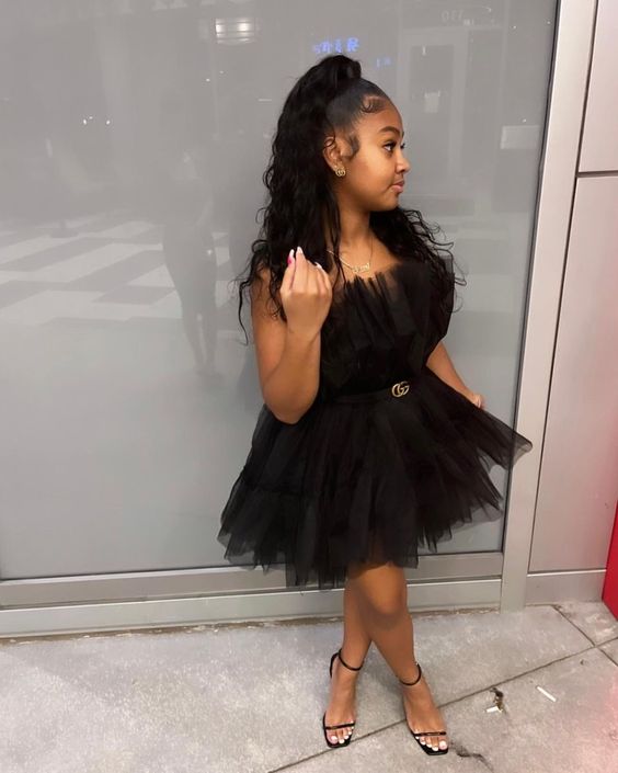 Simple A-Line Black Strapless Tulle Multi-Layered Homecoming Dresses Main image