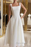 Simple A-Line Chiffon Short Ivory Formal Prom Dresses, Simple Ivory Bridesmaid Dresses