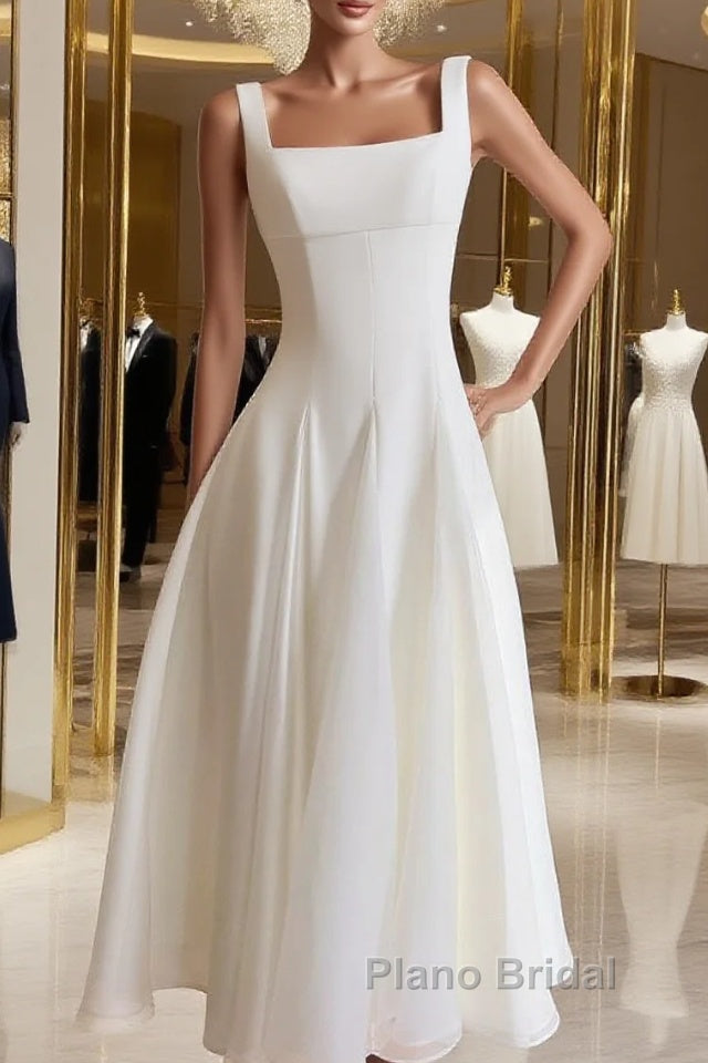 Simple A-Line Chiffon Short Ivory Formal Prom Dresses, Simple Ivory Bridesmaid Dresses Main image