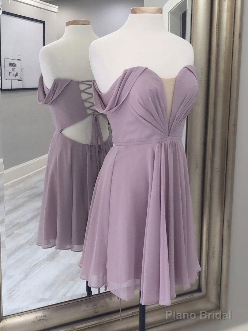 Simple A-line chiffon short prom dress, chiffon bridesmaid dress Main image