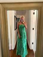 Simple A Line Halter Long Green Formal Prom Dresses Party Dresses