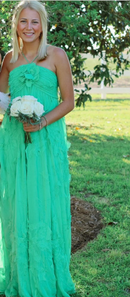 Simple A Line Halter Long Green Formal Prom Dresses Party Dresses