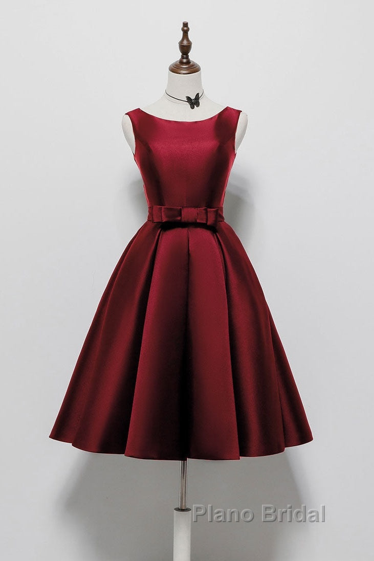 Simple  A-Line Satin Black Short Formal Prom Dresses, Black Homecoming Dresses