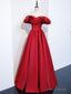 Simple A line Satin Long Prom Dress, Burgundy Bridesmaid Dresses