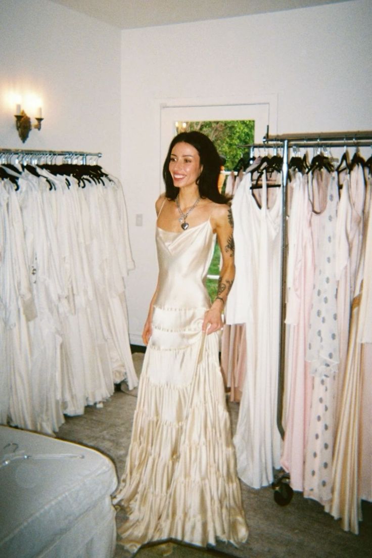 Simple A Line Spaghetti Strap Light Champagne Satin Formal Evening Dresses Party Dresses Main image