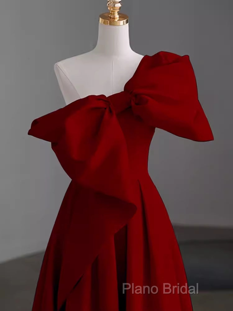 Simple A Line Strapless Red Floor Length Formal Prom Dresses Secondary image