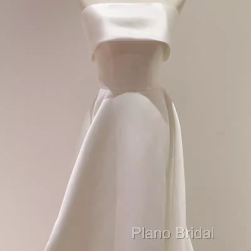 Simple A Line Strapless Satin Ivory Wedding Dresses