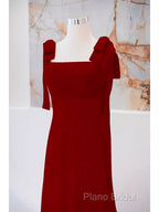 Simple A Line Straps Long Red Formal Prom Dresses Formal Dresses