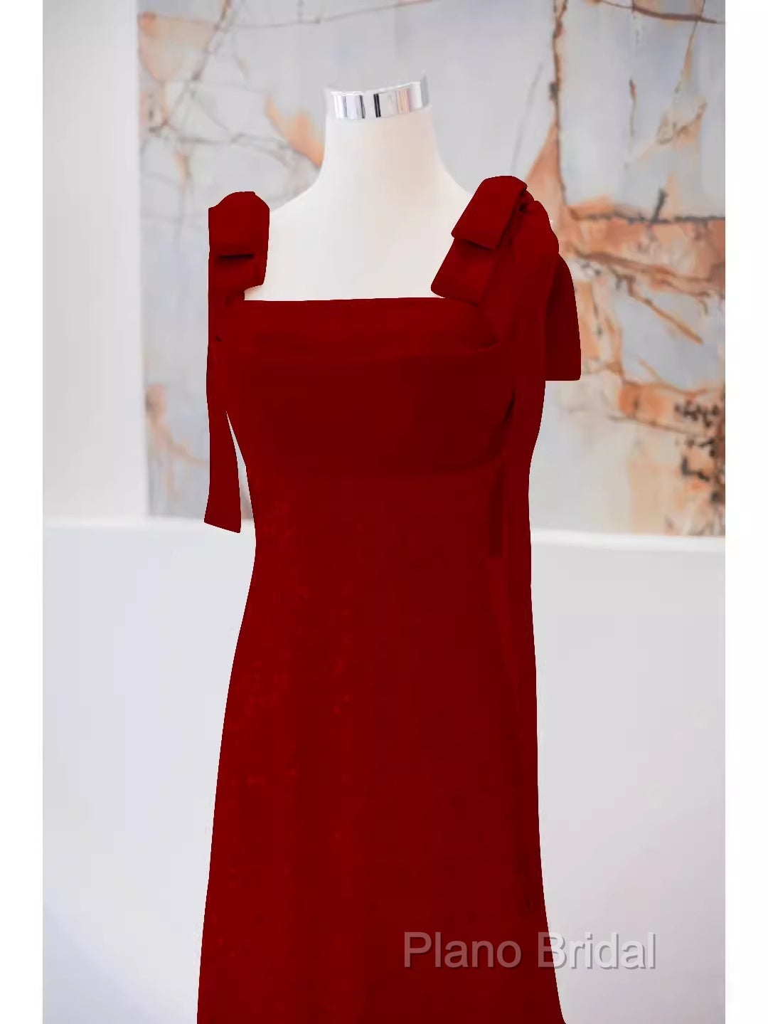 Simple A Line Straps Long Red Formal Prom Dresses Formal Dresses