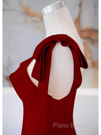 Simple A Line Straps Long Red Formal Prom Dresses Formal Dresses